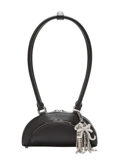 SELF-PORTRAIT SELF-PORTRAIT MINI BLACK LEATHER CHARM CROSSBODY BAG