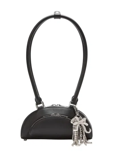 SELF-PORTRAIT MINI BLACK LEATHER CHARM CROSSBODY BAG