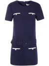 Self-portrait Mini Boucle Dress In Blue