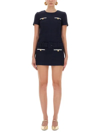 Self-portrait Mini Boucle Dress In Blue