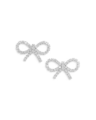 Self-portrait Mini Bow Crystal Earrings In Silver