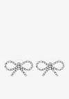 Self-portrait Mini Bow Crystal Embellished Earrings In Silver