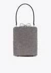 Self-portrait Crystal-embellished Fishnet Top Handle Bag In Silver