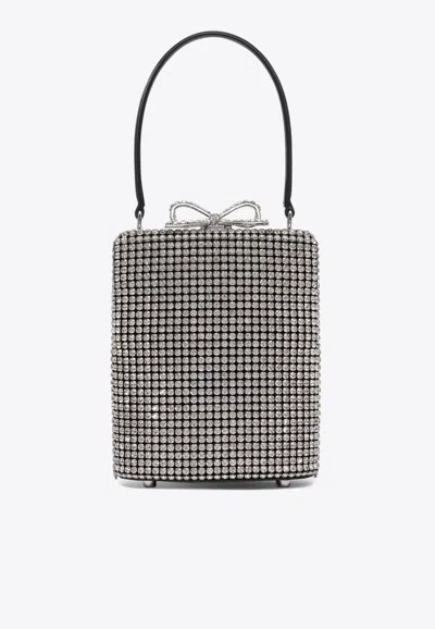 Self-portrait Mini Bow Crystal Handbag In Silver