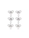 Self-portrait Self Portrait 'micro Bow Pearl Tiered' Earrings In Gray