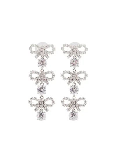 Self-portrait Mini 'bow' Drop Earrings In Silver