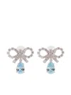 Self-portrait Micro Bow Blue Droplet Earrings In Metallic