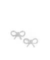 Self-portrait Mini Bow Crystal Embellished Earrings In White