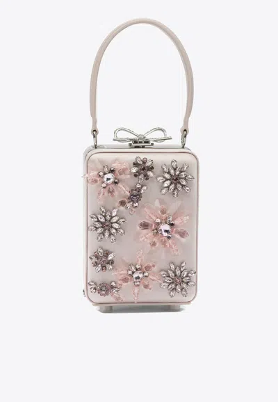 Self-portrait Mini Bow-embellished Clutch Bag In Pink