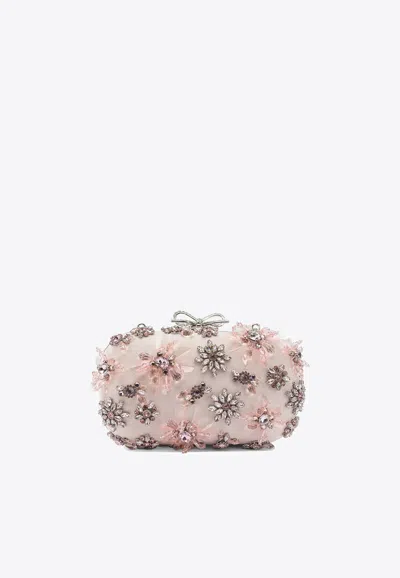 Self-portrait Mini Bow-embellished Clutch Bag In Pink