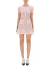 Self-portrait Mini Crochet Dress With Textured Bows In Gray