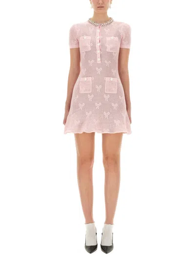 SELF-PORTRAIT MINI CROCHET DRESS WITH BOWS