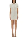 Self-portrait Mini Abito Polo In Crochet Bianco  Donna In Neutral