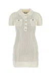 Self-portrait Mini Abito Polo In Crochet Bianco  Donna In Neutral