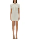 Self-portrait Mini Abito Polo In Crochet Bianco  Donna In Neutral