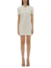 Self-portrait Mini Crochet Dress With Sequins In Neutral