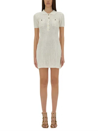 Self-portrait Mini Crochet Dress With Sequins In Ivory