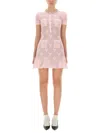 Self-portrait Mini Crochet Dress With Textured Bows In Brown