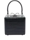 Self-portrait Mini Crocodile-embossed Bow Tote Bag In Black