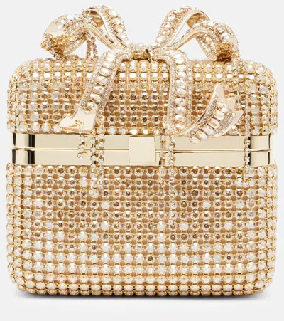 Self-portrait Mini Crystal-embellished Vanity Bag In Gold