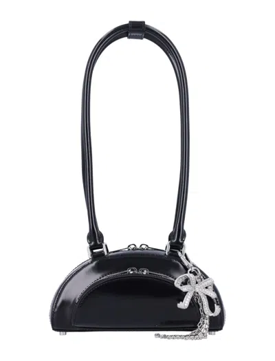 Self-portrait Mini Curved Charm Shoulder Bag In Black