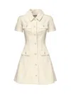 Self-portrait Structured Beige Dress With Classic Collar And Flap Pockets In Neutral