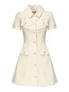 Self-portrait Collared Denim Mini Dress In White