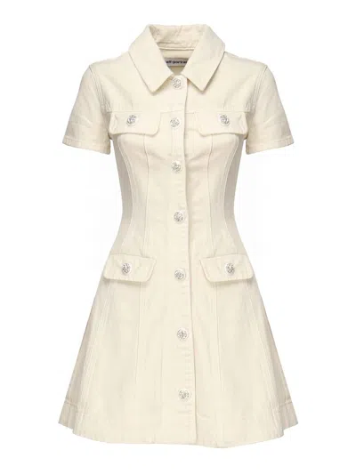 Self-portrait Mini Denim Dress In White
