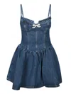 Self-portrait Mini Denim Dress With Crystal Application