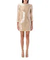 Self-portrait Mini Dress With Pearl Trim And Sequins In Beige
