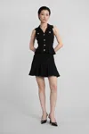 Self-portrait Pointelle-knit Mini Dress With Flap Pockets And Chain-link Accents In Multi