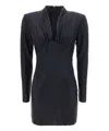 Self-portrait Miniabito In Jersey Nero Con Strass In Black