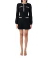 Self-portrait Chic Sequin Knit Mini Dress With Shoulder Pads In Black