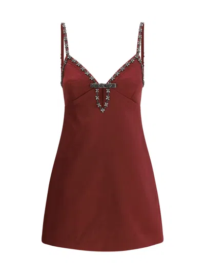 Self-portrait Mini Dress In Burgundy