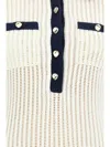 Self-portrait Decorative Buttons Ribbed Knit Minidress In Cream