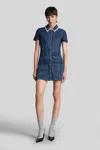 Self-portrait Fitted Denim Dress With Strass-detail Collar In Blue