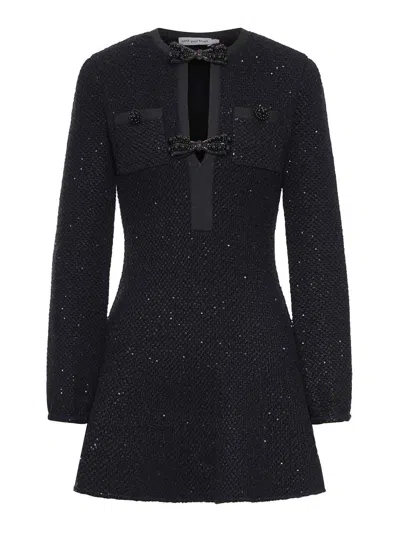 Self-portrait Mini Dress In Knit With Black Sequins