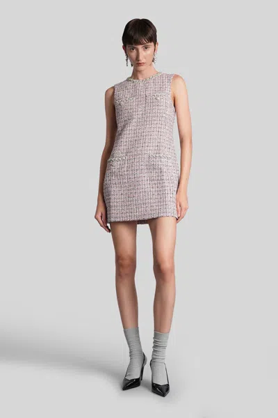 Self-portrait Mini Dress In Rose-pink Wool In Multi