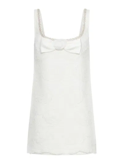 Self-portrait Mini Dress In Tulle And Lace In White