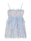 Self-portrait Mini Organza Lace Dress In Light Blue