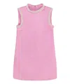 Self-portrait Pearl Trim Satin Mini Dress In Pink In Pink