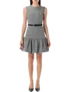 Self-portrait Fitted Bodice Black Dress With Flared Skirt And Scalloped Hemline In Gray