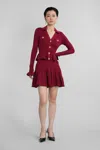 Self-portrait Burgundy Mini Dress With V-neck And Flared Hem In Red