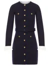 Self-portrait Navy Viscose Knit Mini Dress Clothing In Blue