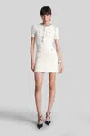 Self-portrait Mini Dress In White Cotton In Gray