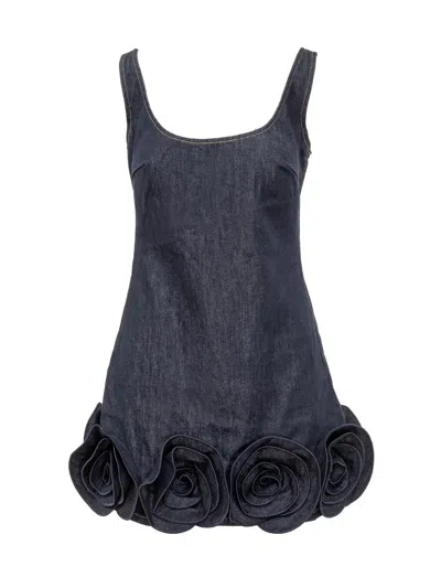 Self-portrait Mini Dress With 3d Flowers In Blue