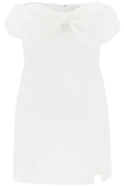 Self-portrait Mini Dress With Bow Accent In White