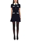 Self-portrait Mini Knitted Dress With Contrasting Collar In Multi