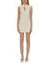 Self-portrait Mini Dress With Floral Pattern In Beige