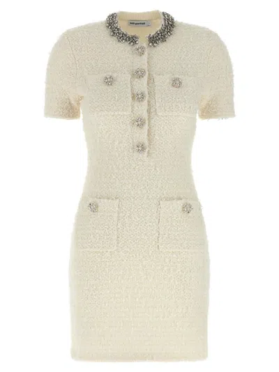 SELF-PORTRAIT SELF-PORTRAIT MINI DRESS WITH KNIT TWEED TEXTURE AND CRYSTAL ACCENTS